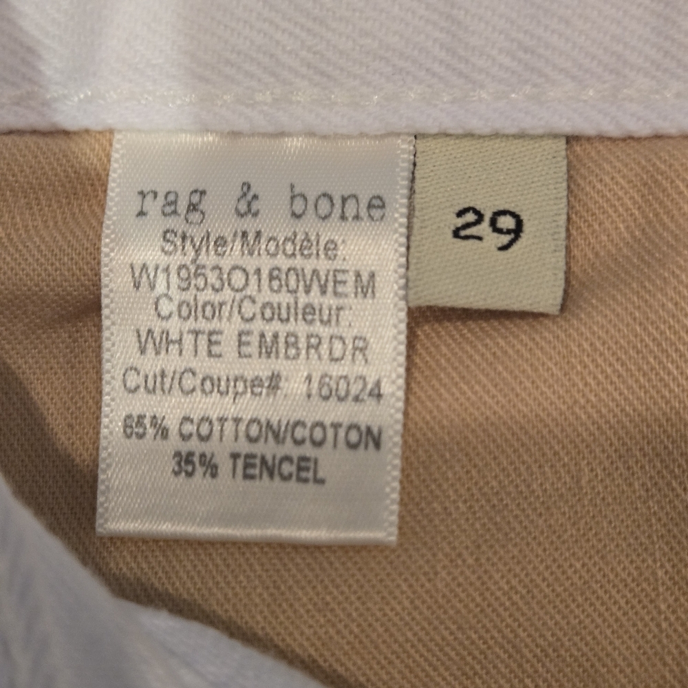 rag & bone White Embroidered Justine Jean Shorts - Distressed Denim - SZ 29 - Picture 12 of 12